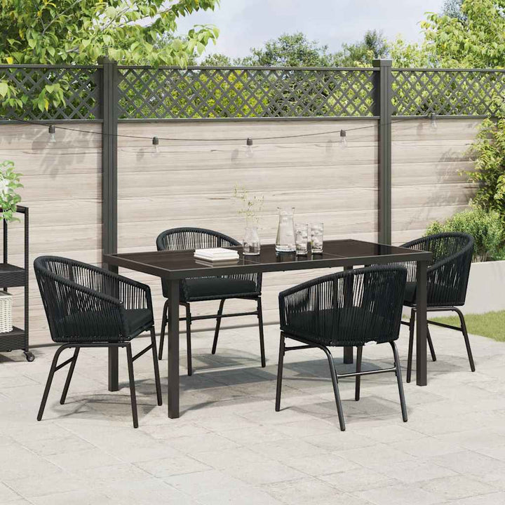 Have Spisebordssæt 5 pcs Sort Poly rattan