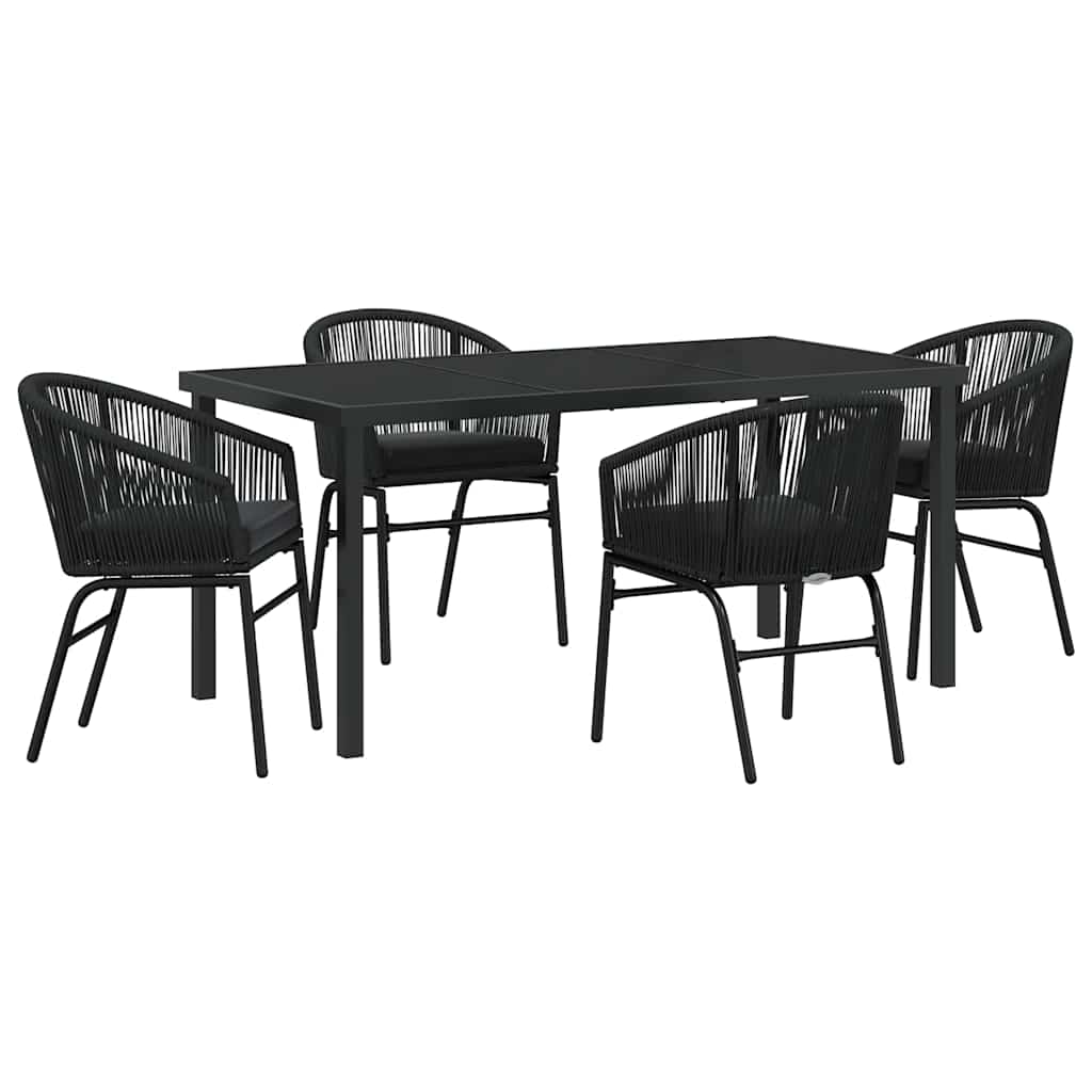 Have Spisebordssæt 5 pcs Sort Poly rattan