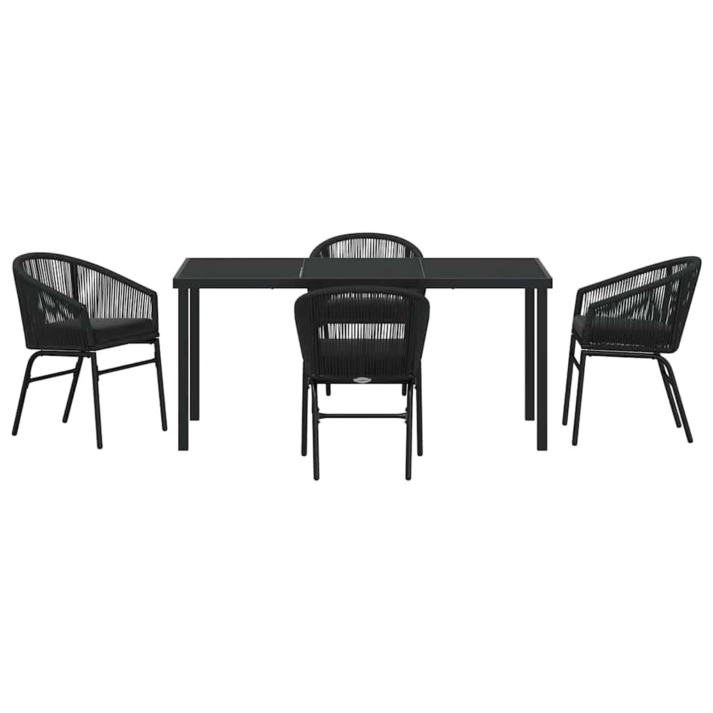 Have Spisebordssæt 5 pcs Sort Poly rattan