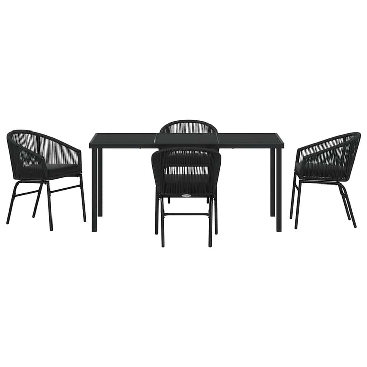 Have Spisebordssæt 5 pcs Sort Poly rattan