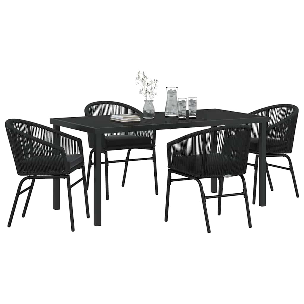 Have Spisebordssæt 5 pcs Sort Poly rattan
