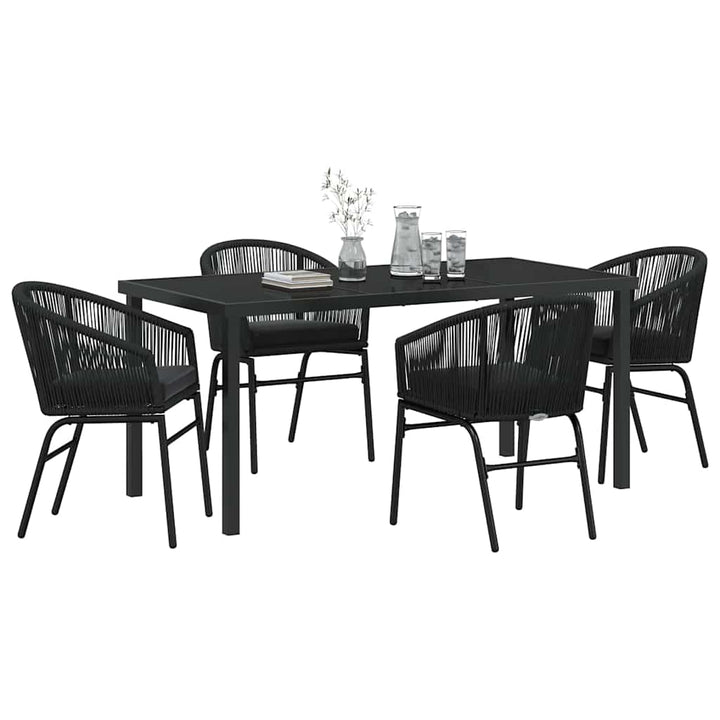 Have Spisebordssæt 5 pcs Sort Poly rattan
