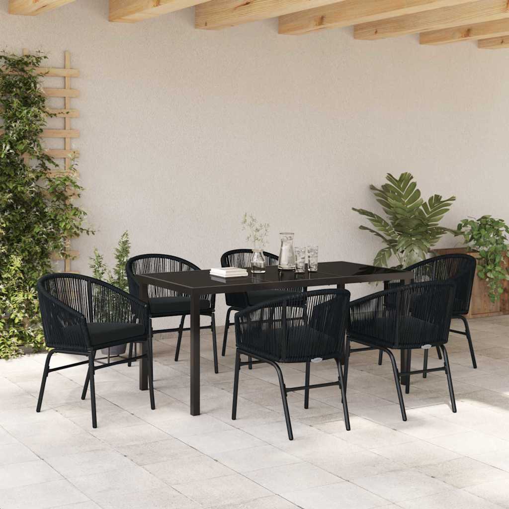 Have Spisebordssæt 7 pcs Sort Poly rattan