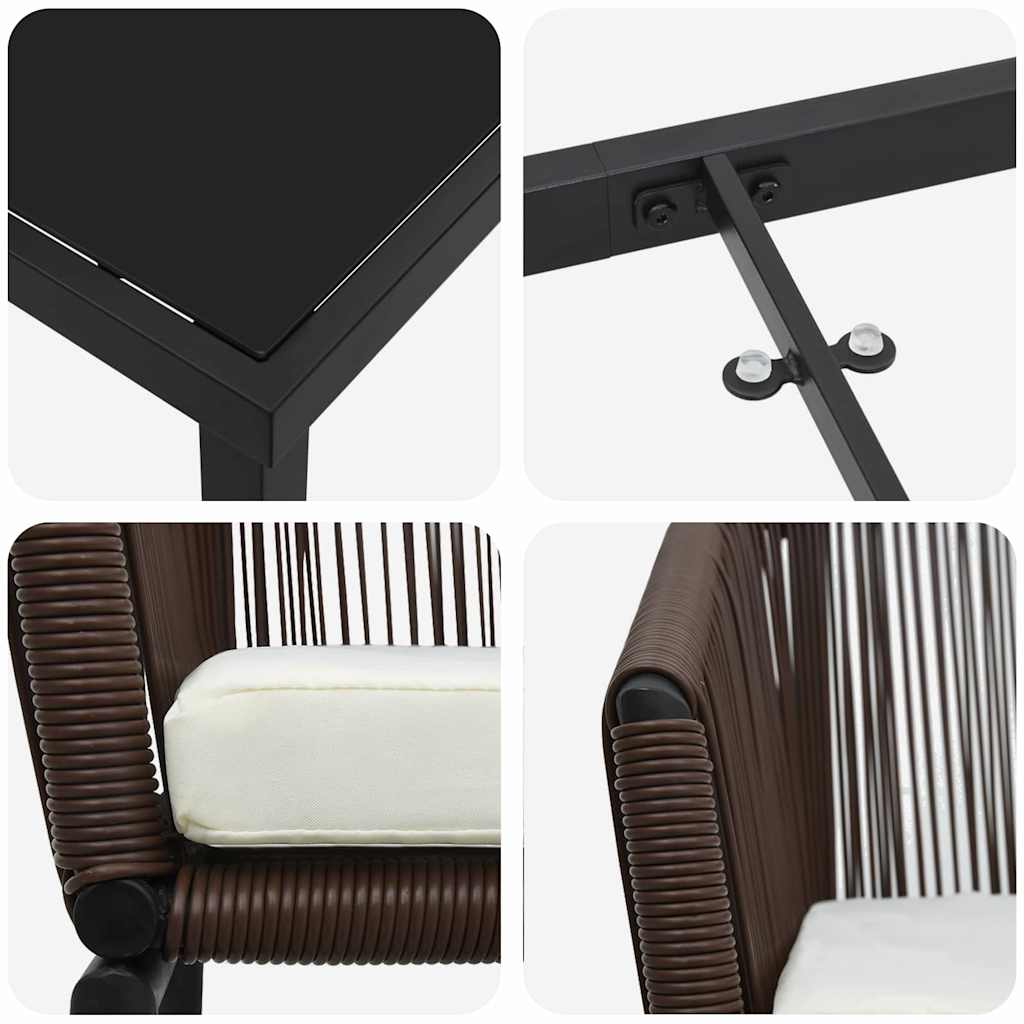 Have Spisebordssæt 3 pcs Brun Poly rattan