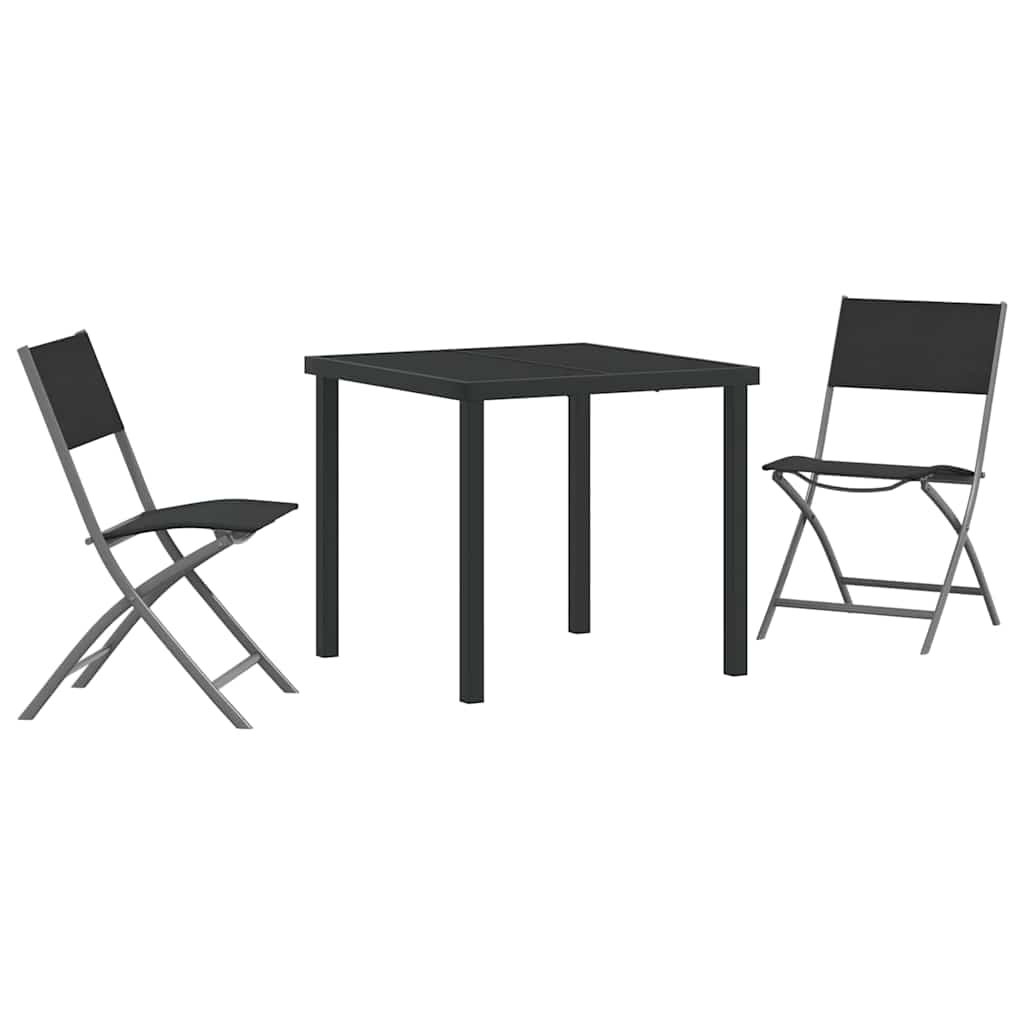 Have Spisebordssæt 3 pcs Sort Textilene og stål