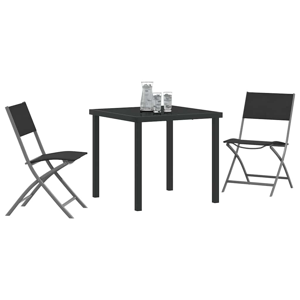 Have Spisebordssæt 3 pcs Sort Textilene og stål