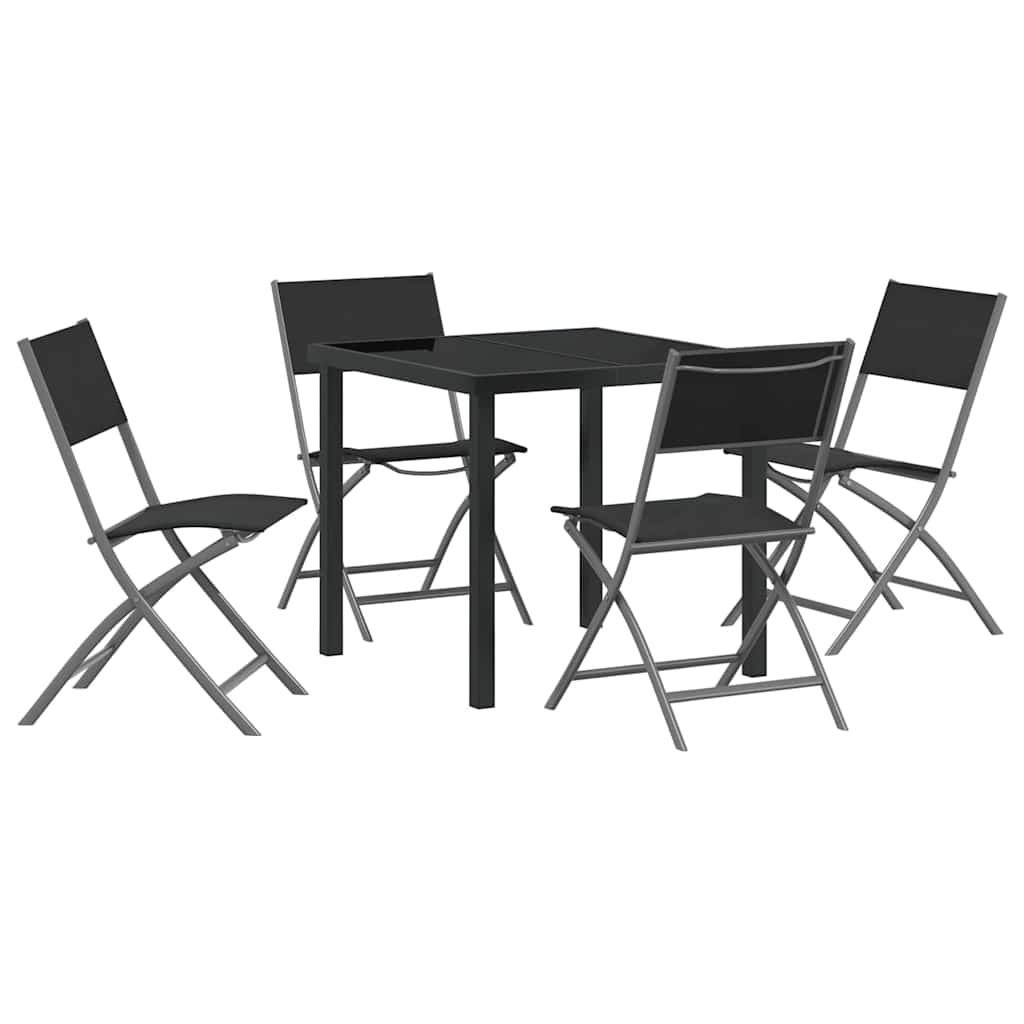 Have Spisebordssæt 5 pcs Sort Textilene og stål
