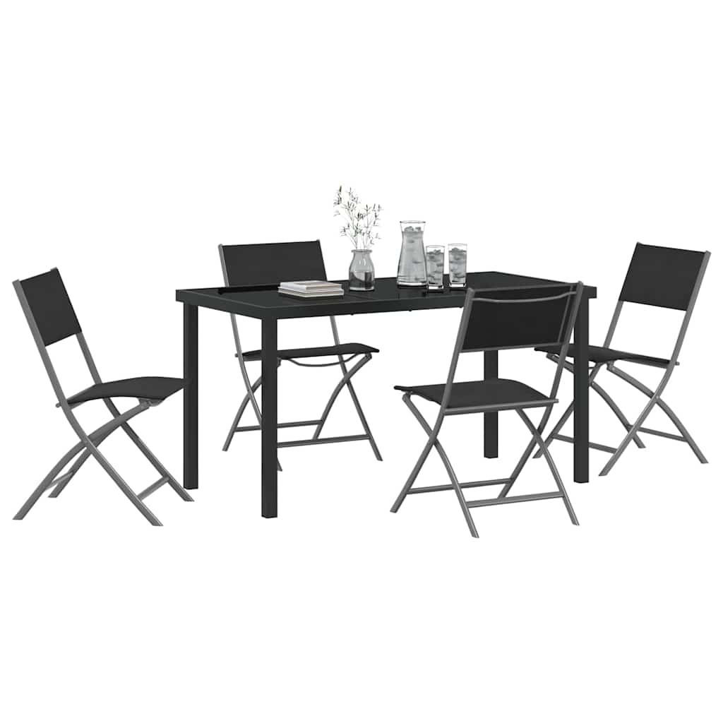 Have Spisebordssæt 5 pcs Sort Textilene og stål