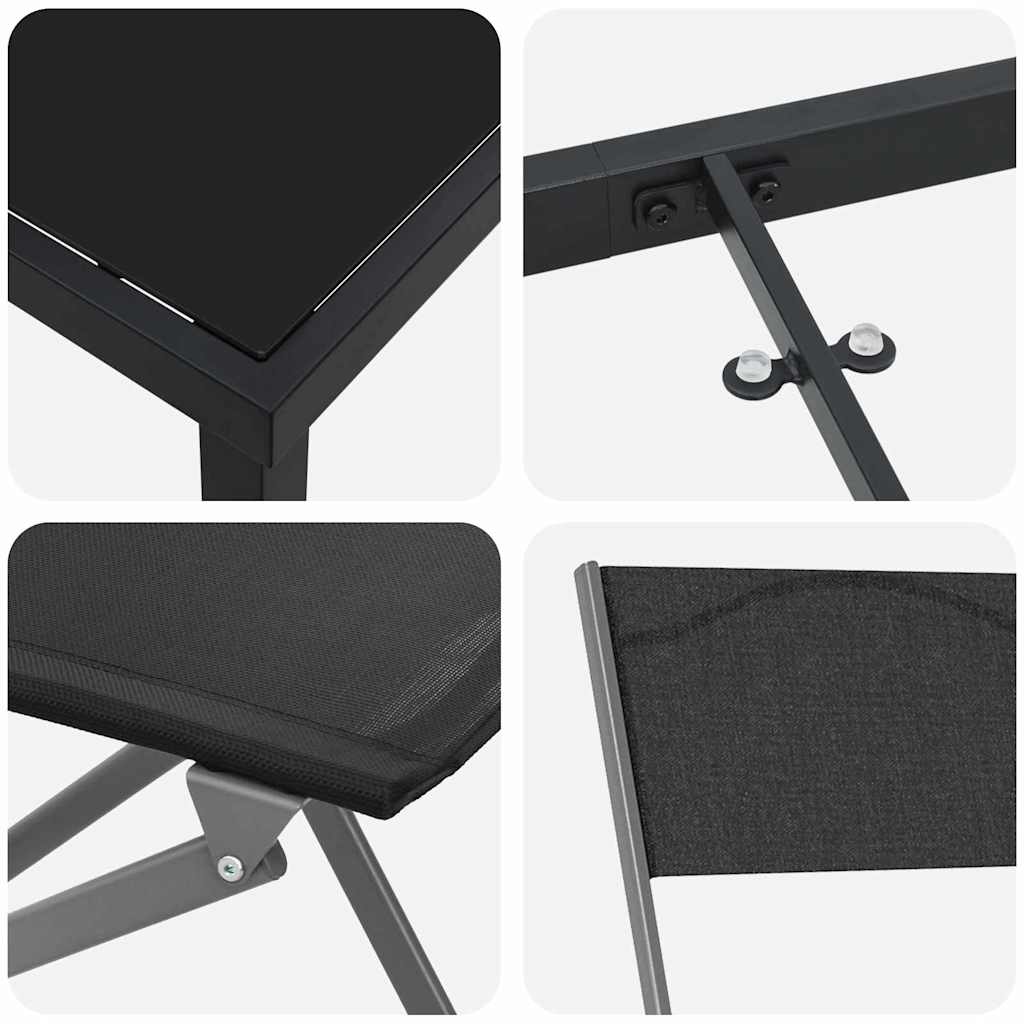 Have Spisebordssæt 7 pcs Sort Textilene og stål