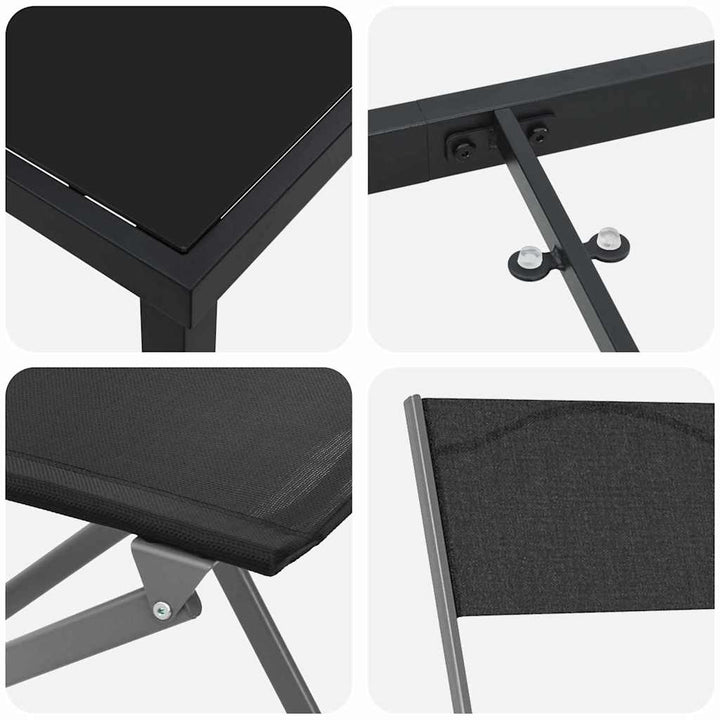 Have Spisebordssæt 7 pcs Sort Textilene og stål