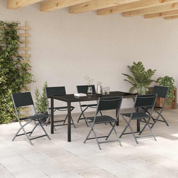 Have Spisebordssæt 7 pcs Sort Textilene og stål