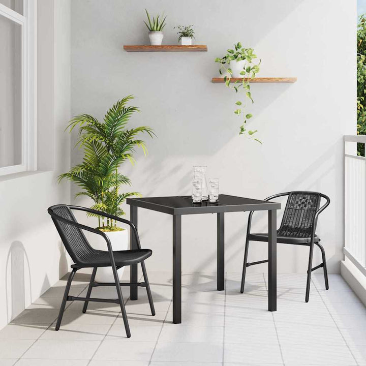 Have Spisebordssæt 3 pcs Sort Poly rattan