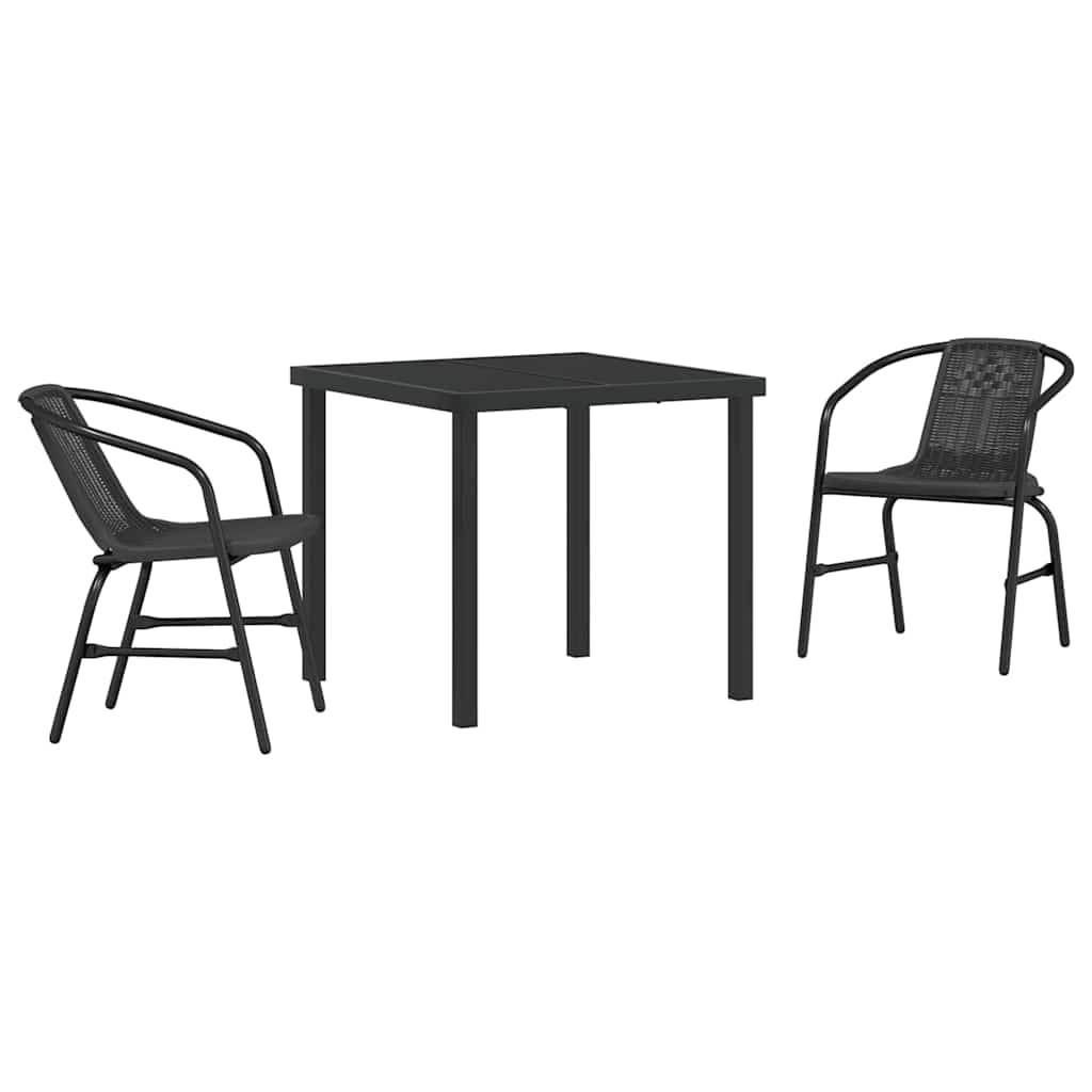 Have Spisebordssæt 3 pcs Sort Poly rattan