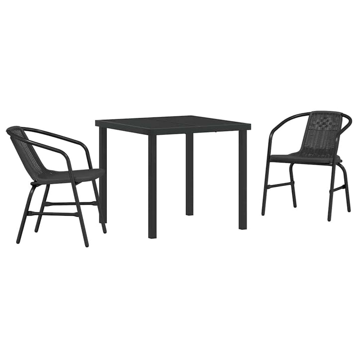 Have Spisebordssæt 3 pcs Sort Poly rattan