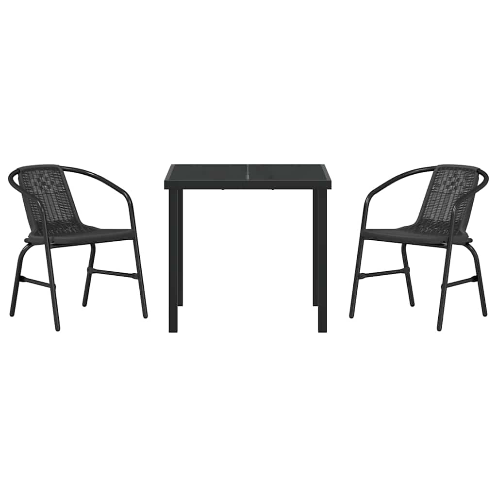 Have Spisebordssæt 3 pcs Sort Poly rattan