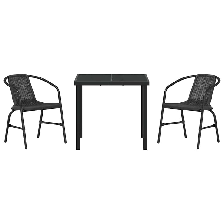 Have Spisebordssæt 3 pcs Sort Poly rattan