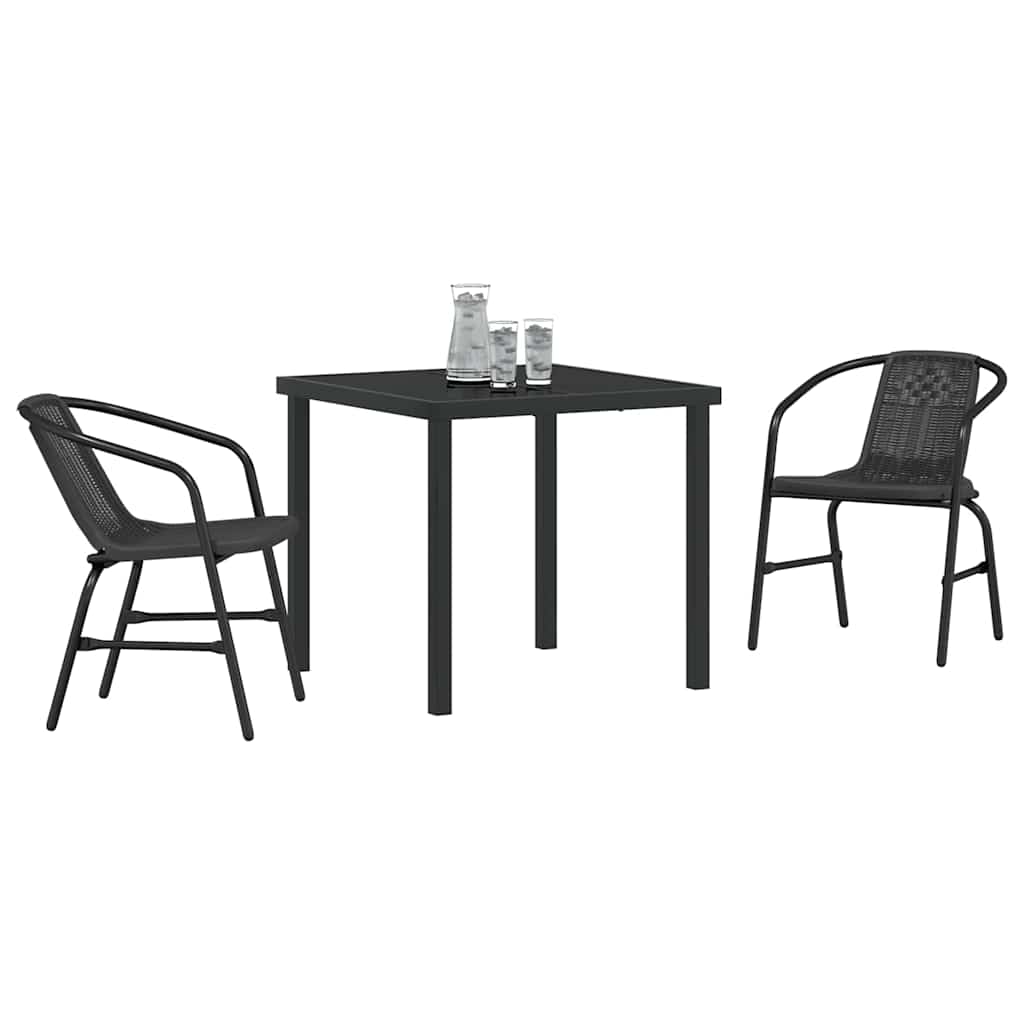 Have Spisebordssæt 3 pcs Sort Poly rattan