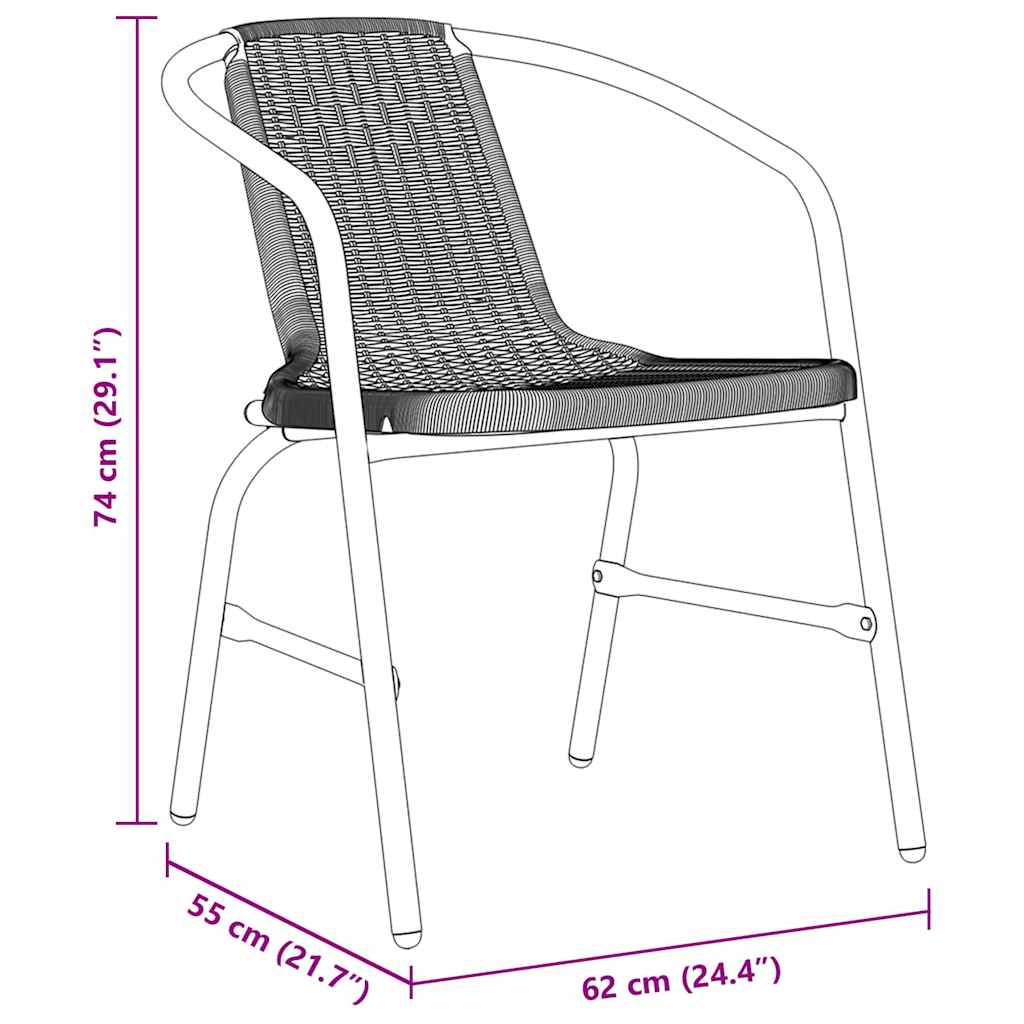Have Spisebordssæt 3 pcs Sort Poly rattan
