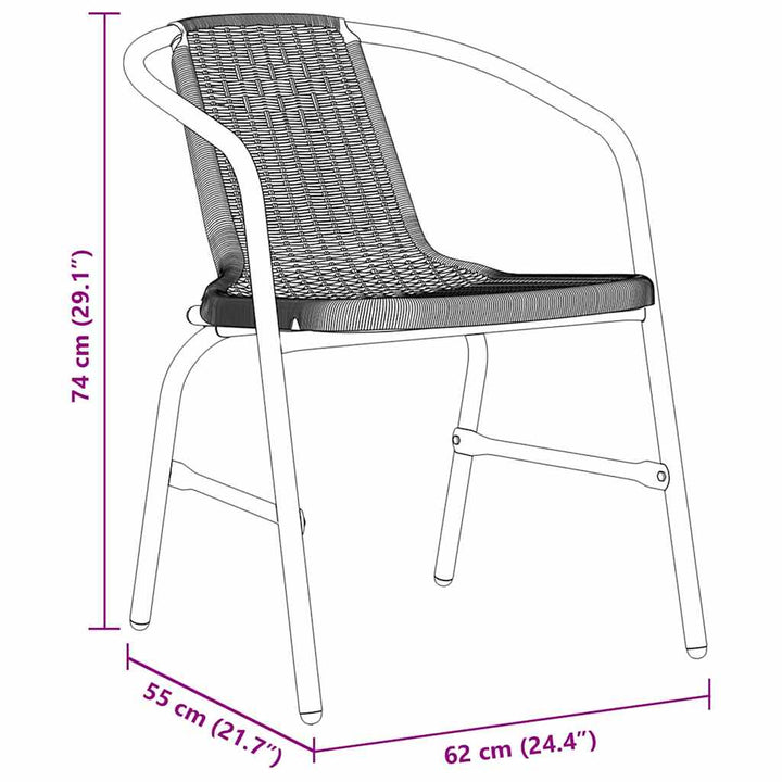 Have Spisebordssæt 3 pcs Sort Poly rattan