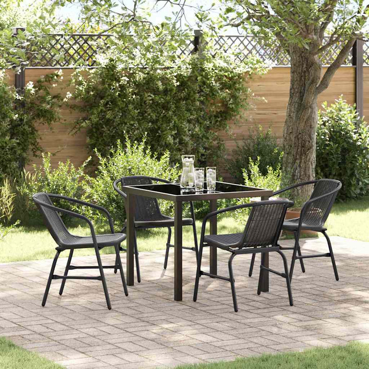 Have Spisebordssæt 5 pcs Sort Poly rattan