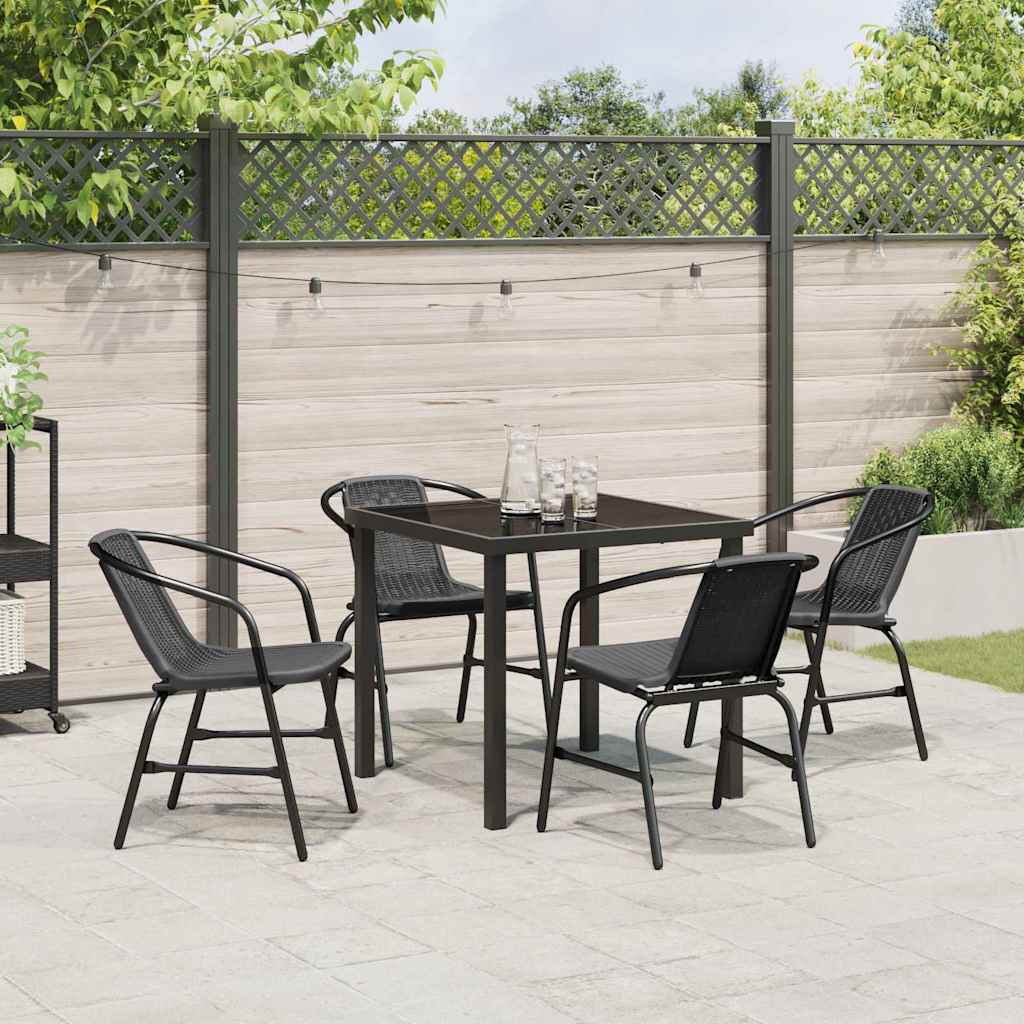 Have Spisebordssæt 5 pcs Sort Poly rattan