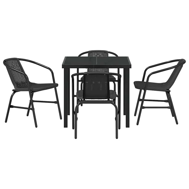 Have Spisebordssæt 5 pcs Sort Poly rattan