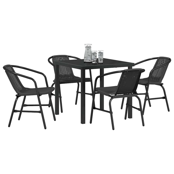 Have Spisebordssæt 5 pcs Sort Poly rattan