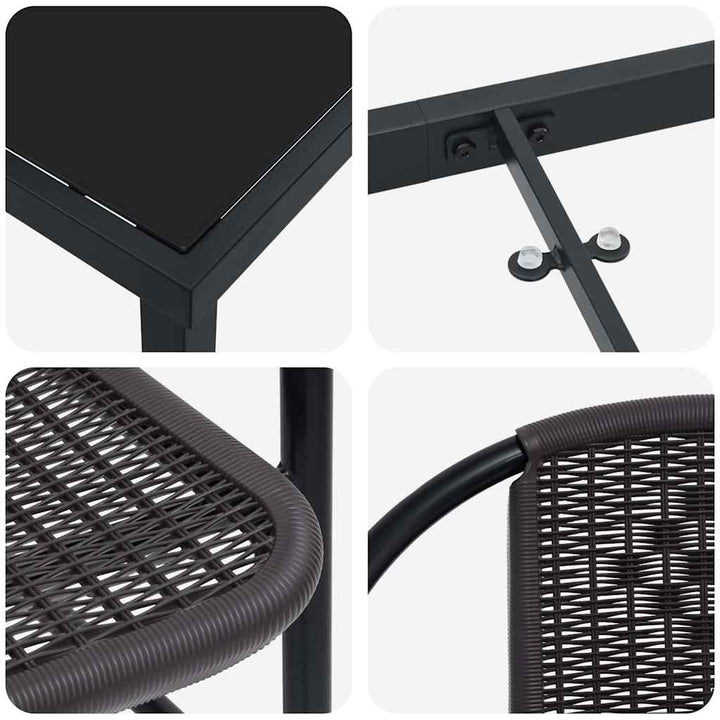 Have Spisebordssæt 5 pcs Sort Poly rattan