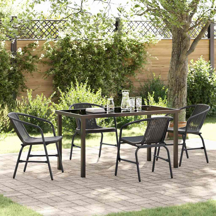 Have Spisebordssæt 5 pcs Sort Poly rattan