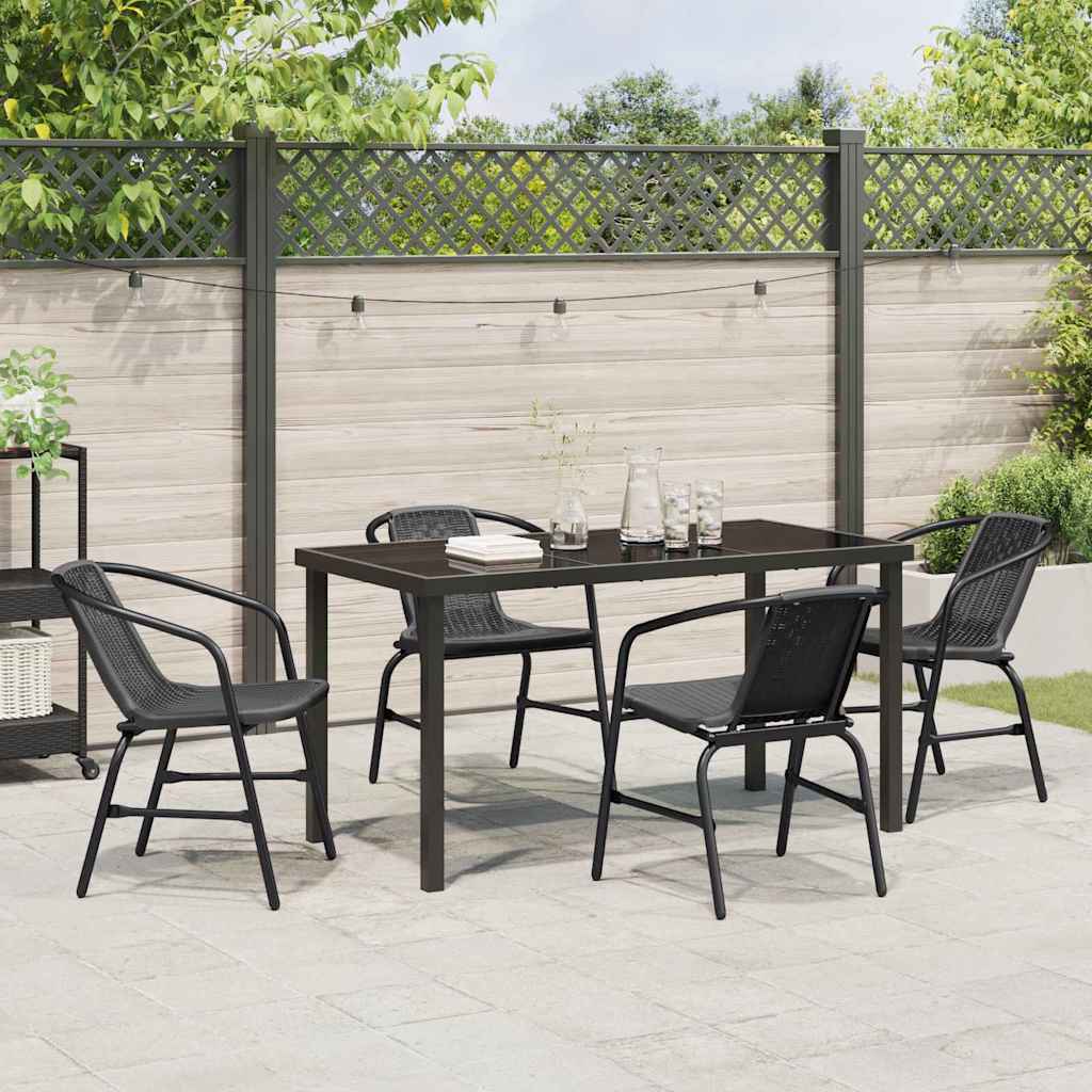 Have Spisebordssæt 5 pcs Sort Poly rattan