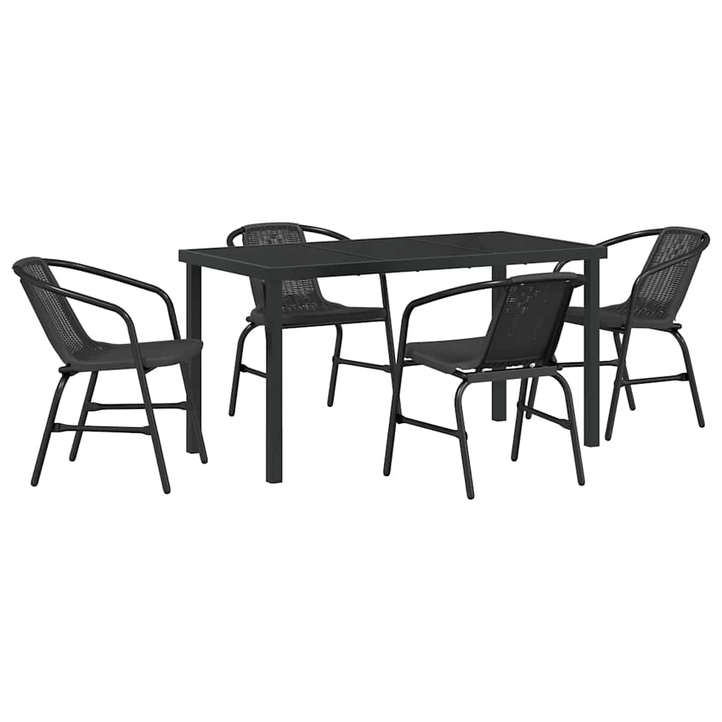 Have Spisebordssæt 5 pcs Sort Poly rattan