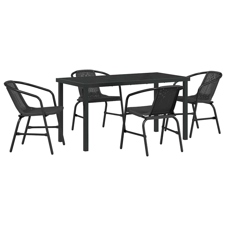 Have Spisebordssæt 5 pcs Sort Poly rattan