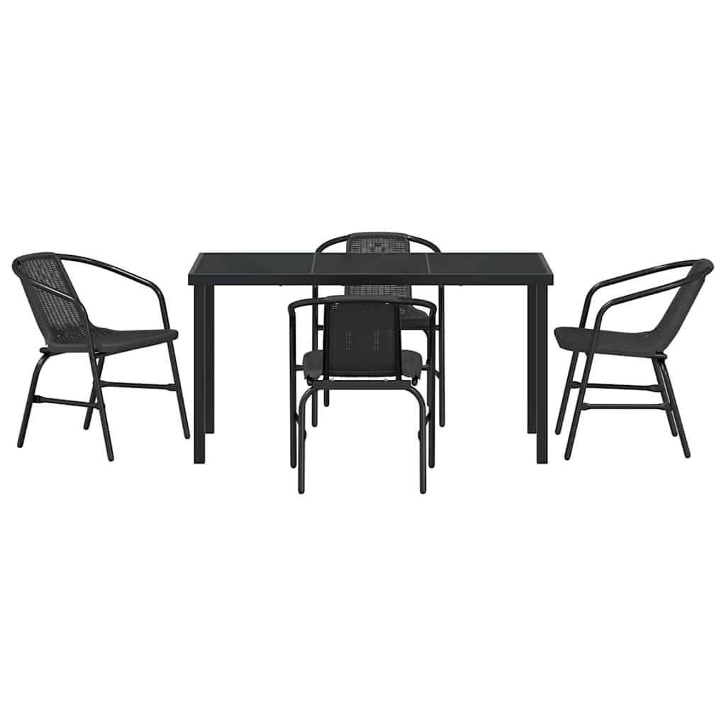 Have Spisebordssæt 5 pcs Sort Poly rattan