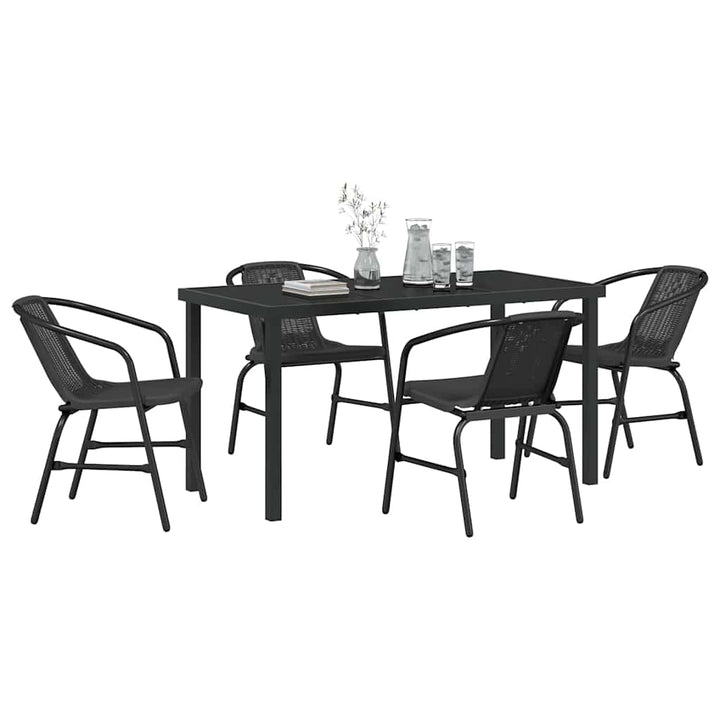 Have Spisebordssæt 5 pcs Sort Poly rattan