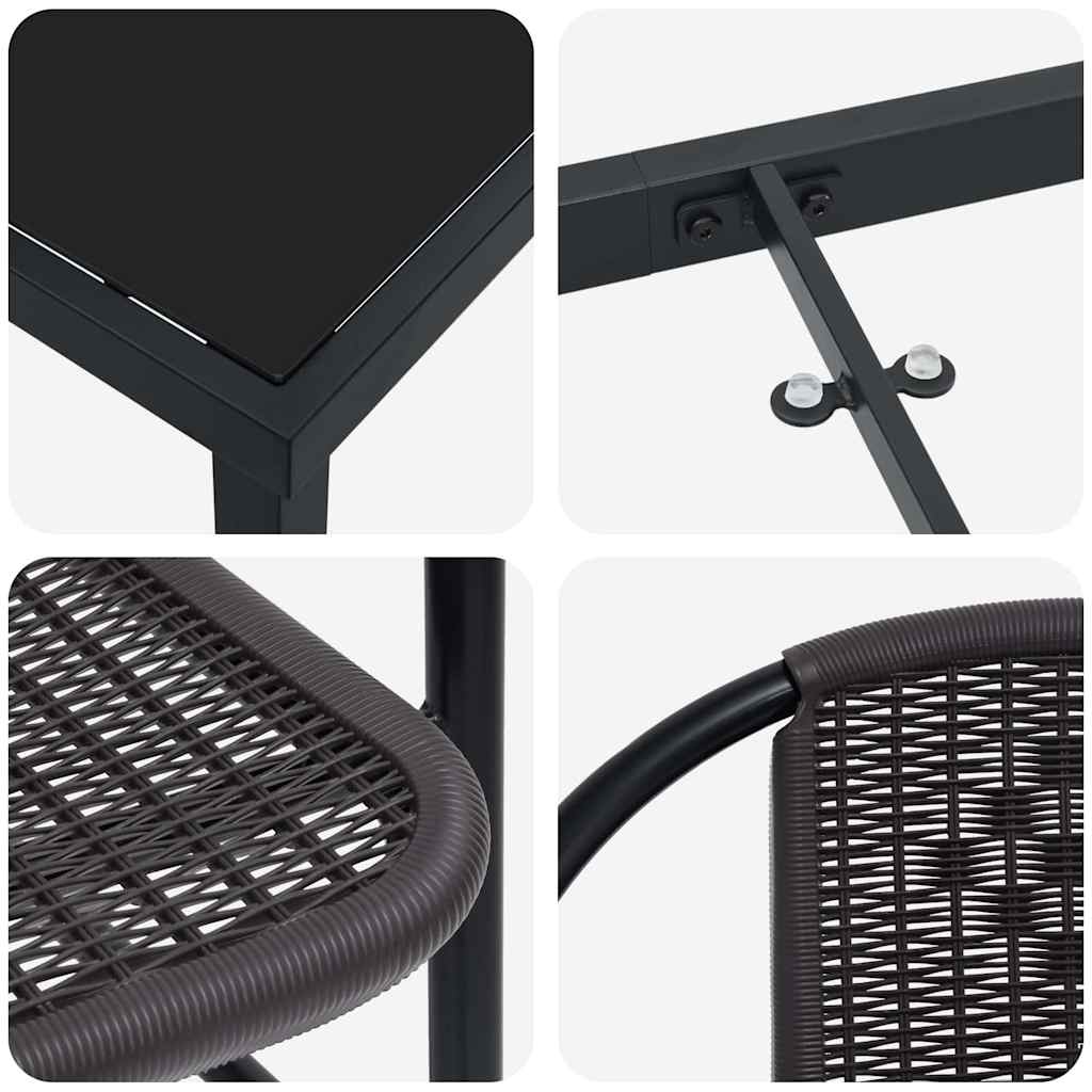 Have Spisebordssæt 5 pcs Sort Poly rattan