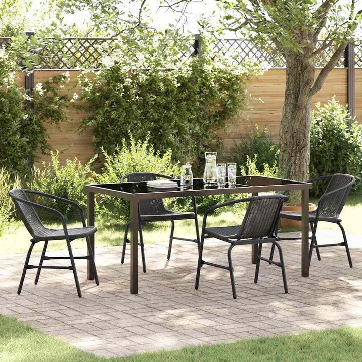 Have Spisebordssæt 5 pcs Sort Poly rattan