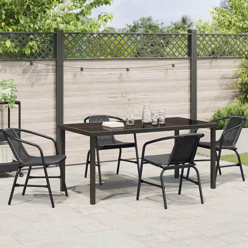 Have Spisebordssæt 5 pcs Sort Poly rattan