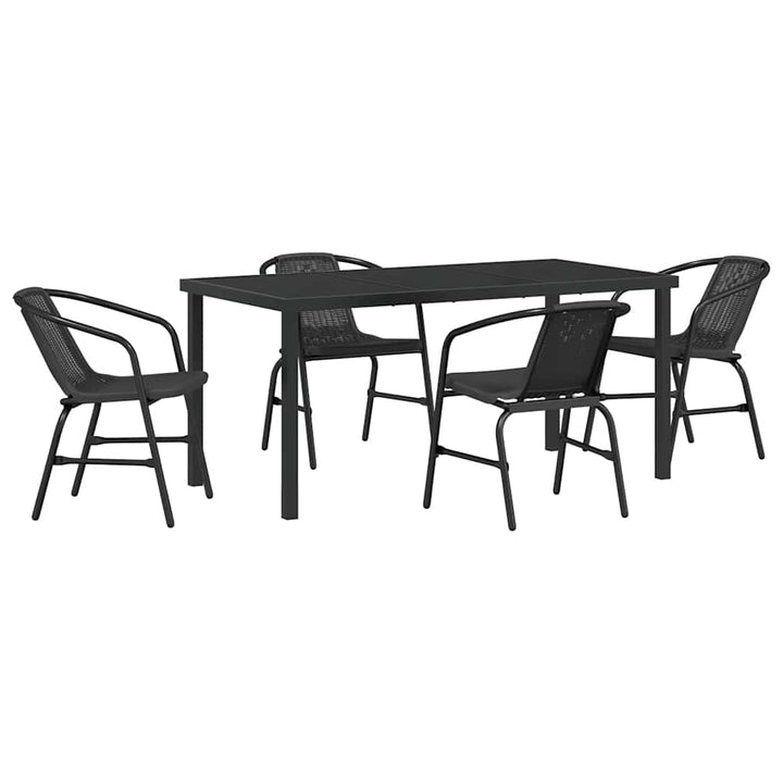 Have Spisebordssæt 5 pcs Sort Poly rattan