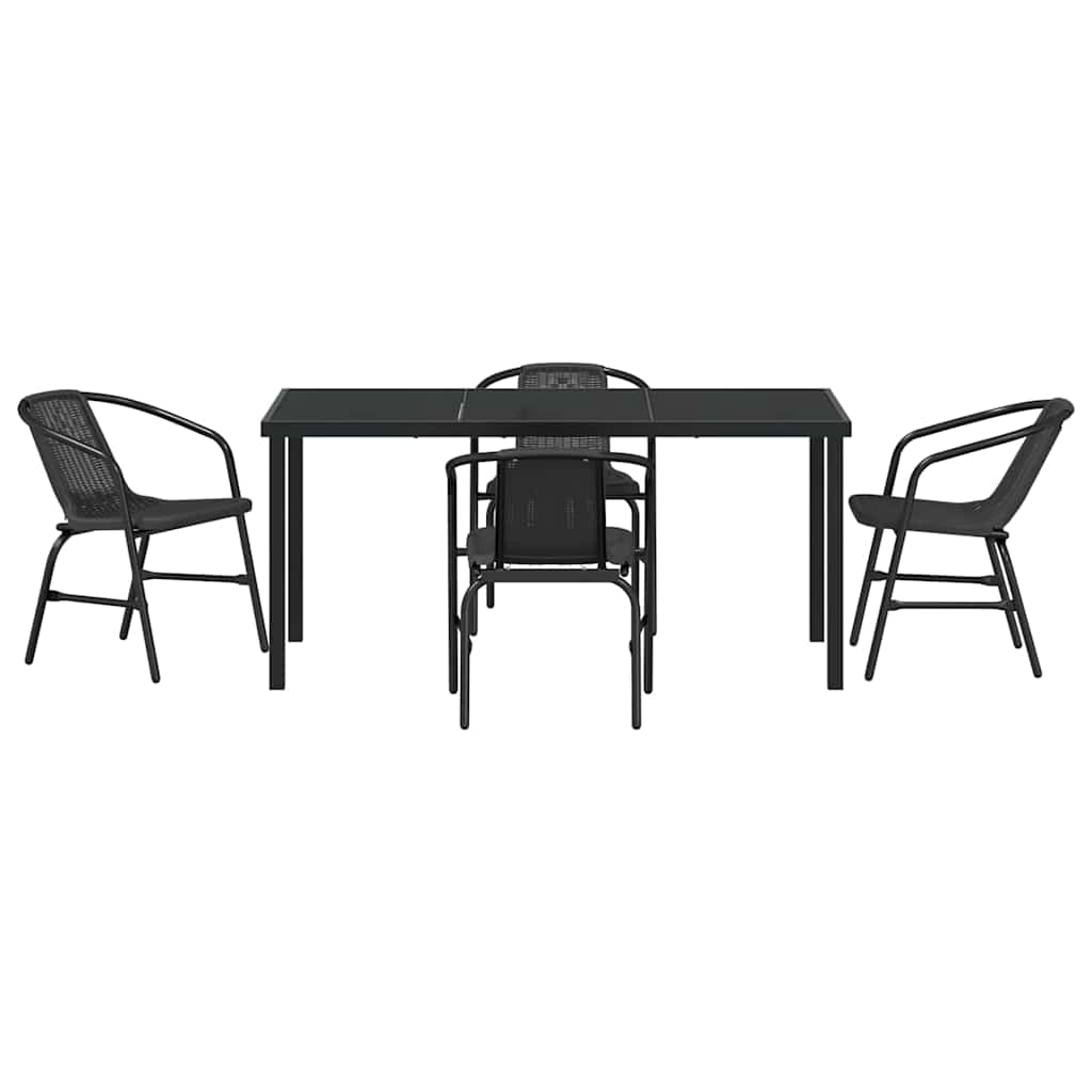Have Spisebordssæt 5 pcs Sort Poly rattan