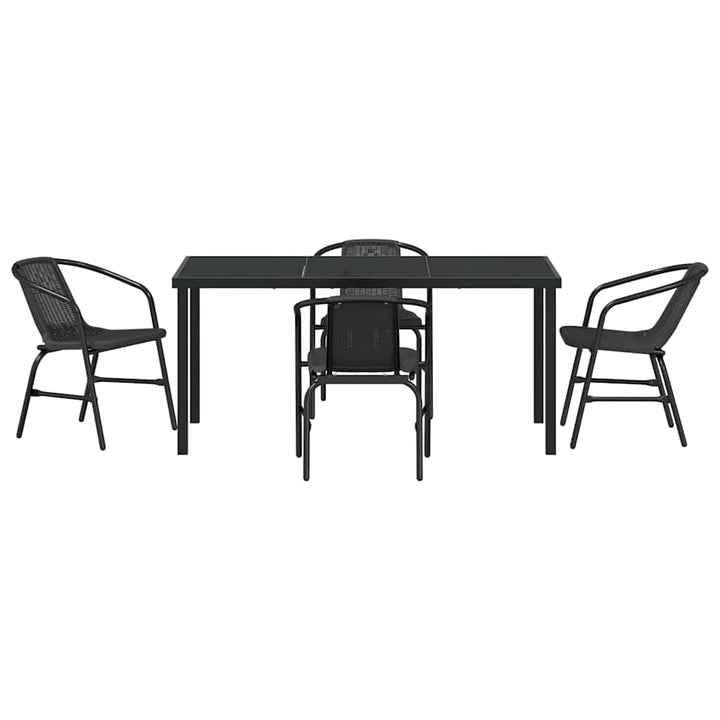 Have Spisebordssæt 5 pcs Sort Poly rattan