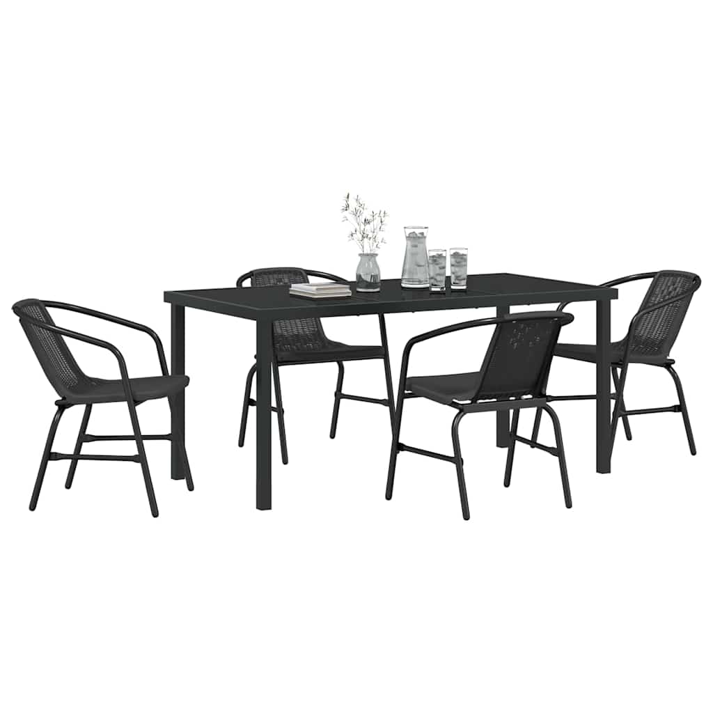 Have Spisebordssæt 5 pcs Sort Poly rattan