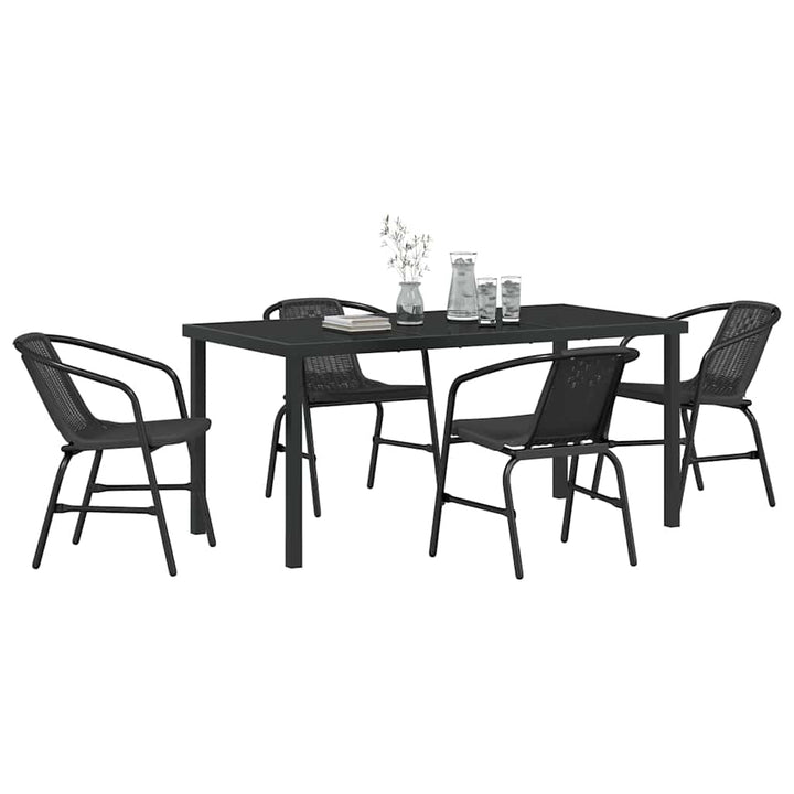 Have Spisebordssæt 5 pcs Sort Poly rattan