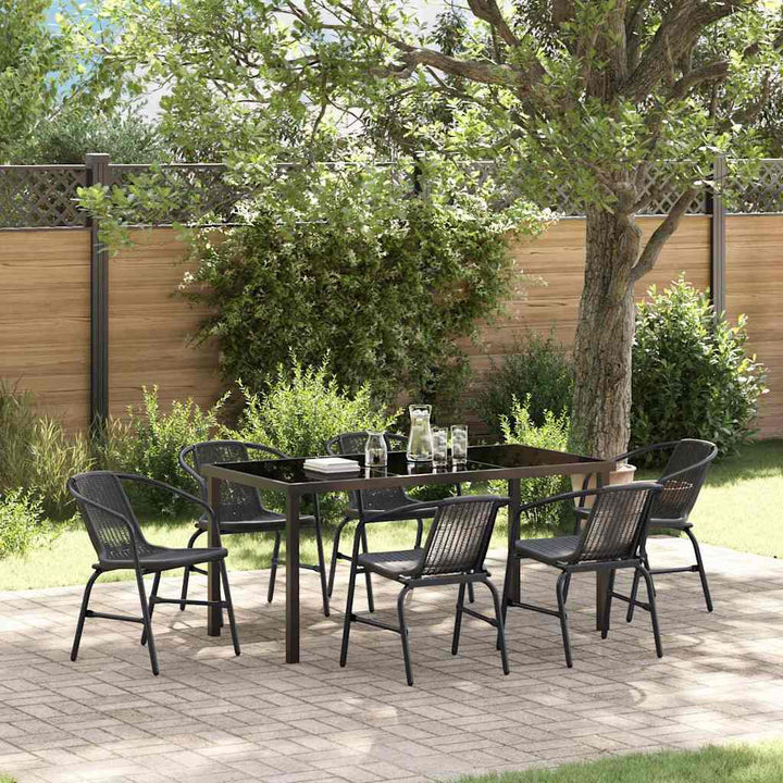 Have Spisebordssæt 7 pcs Sort Poly rattan
