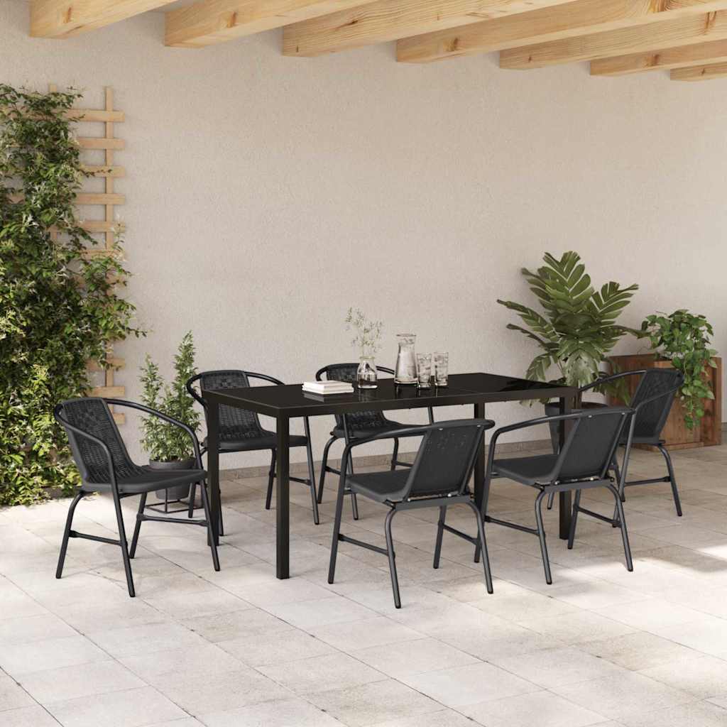 Have Spisebordssæt 7 pcs Sort Poly rattan