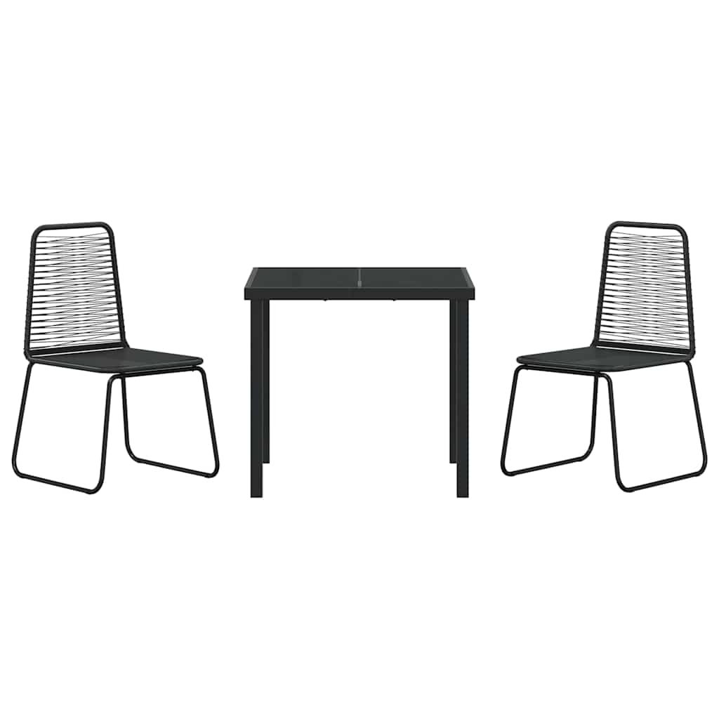 Have Spisebordssæt 3 pcs Sort Poly rattan
