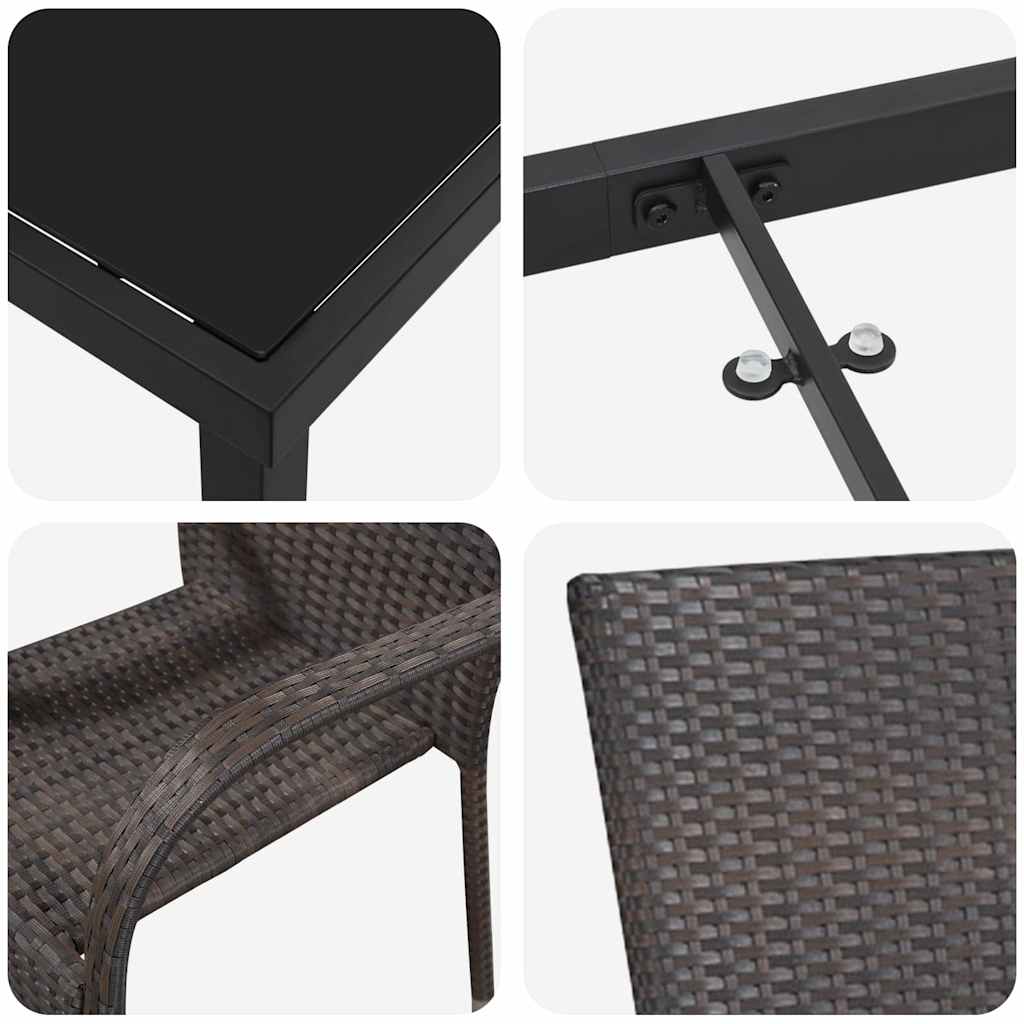 Have Spisebordssæt 3 pcs Brun Poly rattan