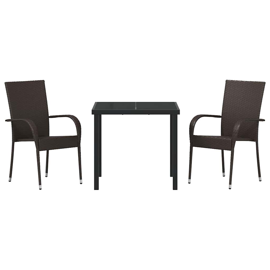 Have Spisebordssæt 3 pcs Brun Poly rattan
