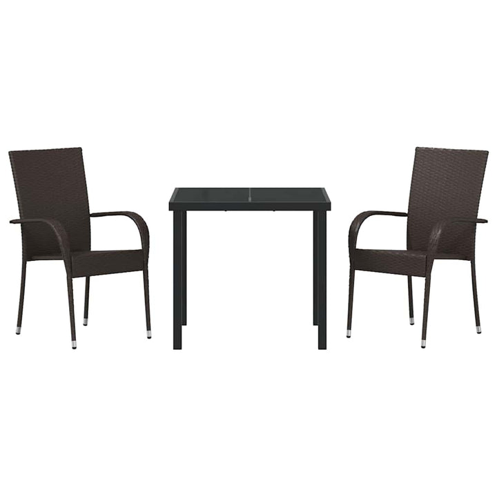 Have Spisebordssæt 3 pcs Brun Poly rattan