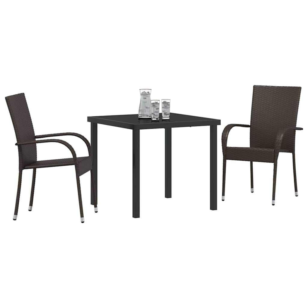 Have Spisebordssæt 3 pcs Brun Poly rattan