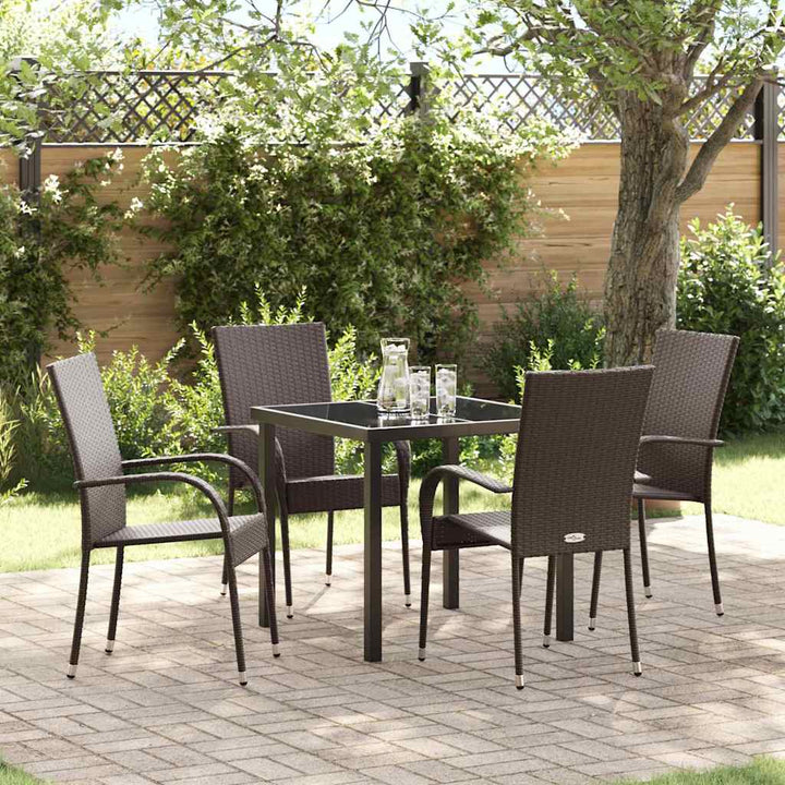 Have Spisebordssæt 5 pcs Brun Poly rattan